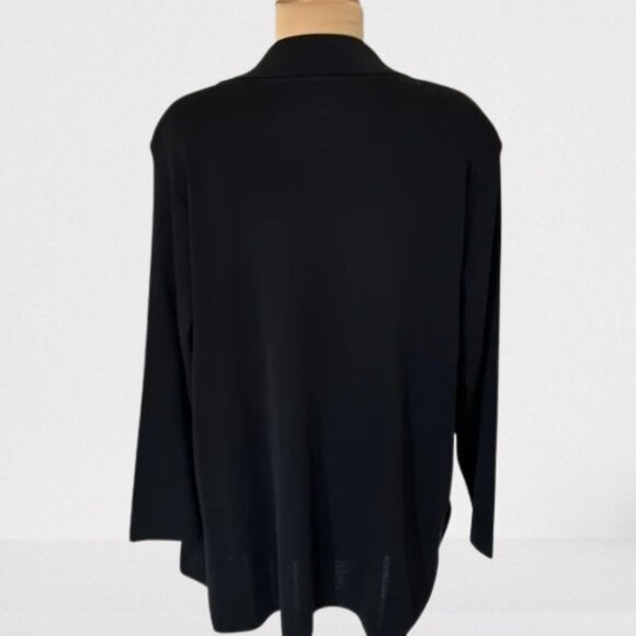 Exclusively Misook Black Open Front Cardigan Side Slit SIze 1X - Picture 4 of 7